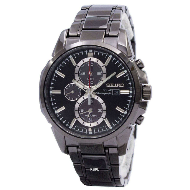 Seiko Solar Chronograph Alarm Black Dial SSC095P1 SSC095 SSC095P Mens Watch