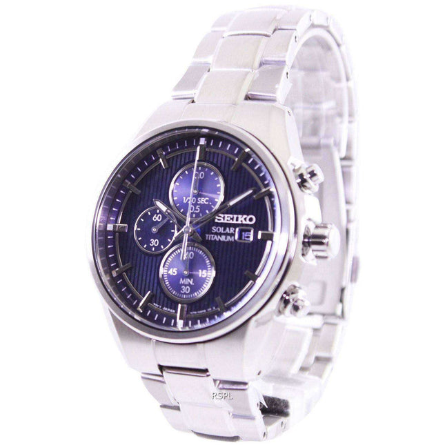 Seiko Solar Titanium Chronograph SSC365P1 SSC365P Mens Watch