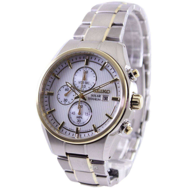 Seiko Solar Titanium Chronograph SSC368P1 SSC368P Mens Watch