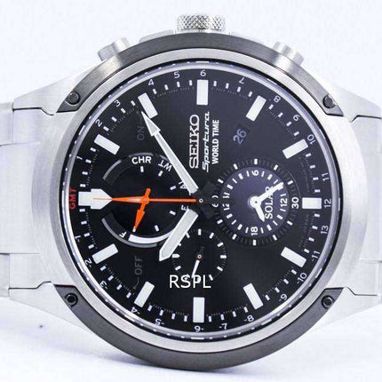 Seiko Sportura Solar World Time Chronograph SSC479 SSC479P1 SSC479P Mens Watch