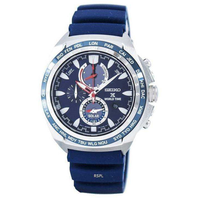 Seiko Prospex Solar World Time Chronograph Power Reserve SSC489 SSC489P1 SSC489P Men's Watch