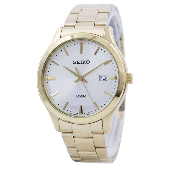 Seiko Quartz Gold Tone 100M SUR054 SUR054P1 SUR054P Men's Watch
