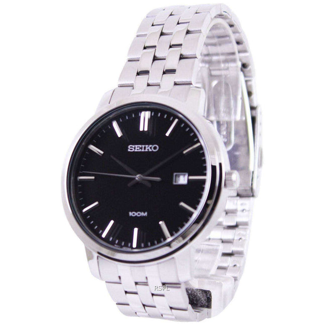 Seiko Quartz Black Dial SUR109P1 SUR109P Mens Watch