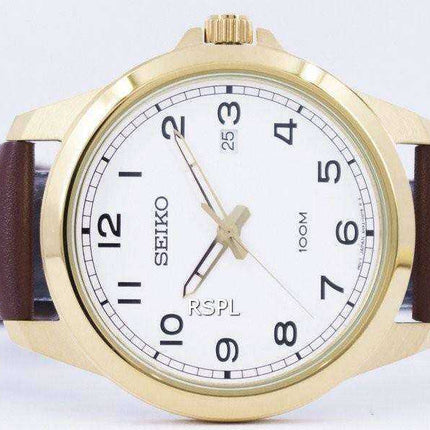 Seiko Quartz White Dial Brown Leather SUR160 SUR160P1 SUR160P Men's Watch