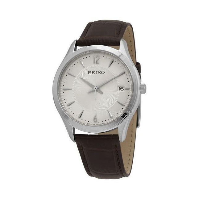 Seiko Nobel Discover More Leather Strap Beige Dial Quartz SUR421P1 100M Men's Watch