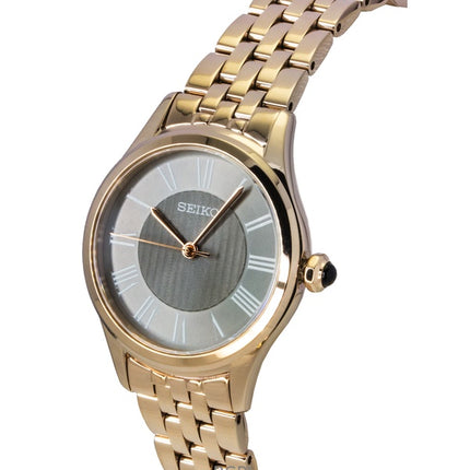Seiko Classic Rose Gold Stainless Steel Grey Dial Quartz SUR614P1 Women's Watch