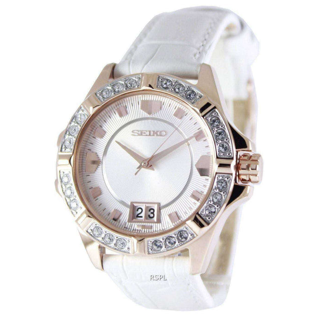 Seiko Quartz Crystals White Dial SUR800P1 SUR800P Women's Watch