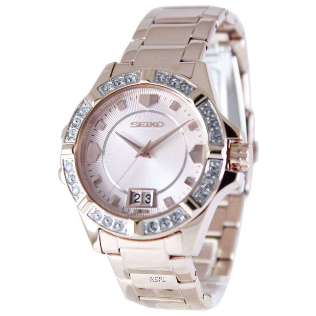 Seiko Quartz Crystals Rose Gold SUR802P1 SUR802P Women's Watch