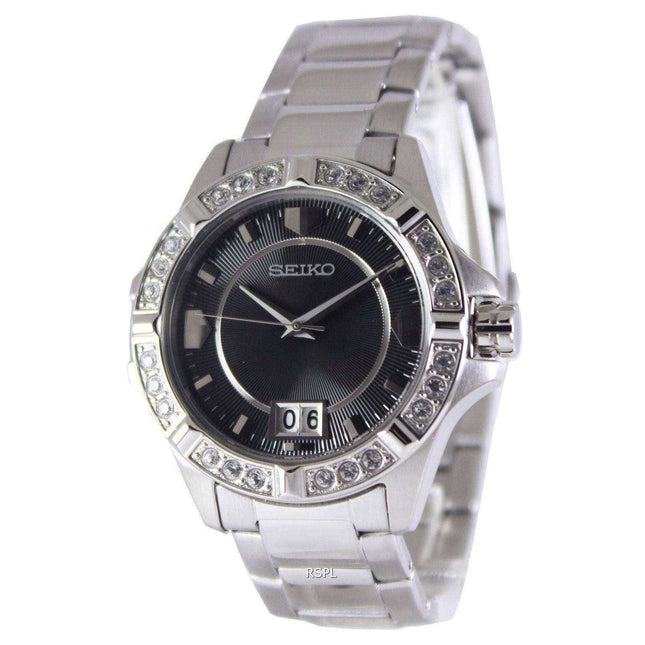 Seiko Quartz Crystals Black Dial SUR807P1 SUR807P Women's Watch