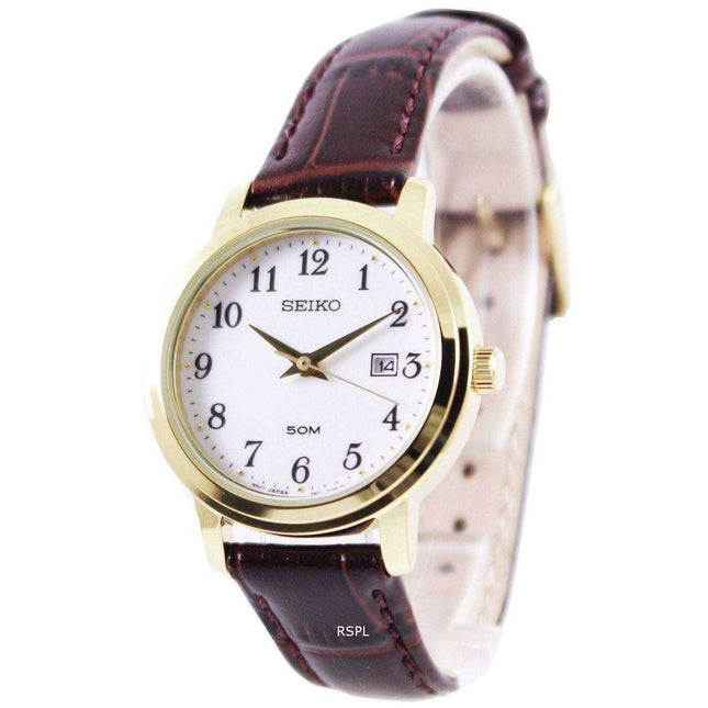Seiko Quartz Leather Strap SUR822P1 SUR822P Womens Watch