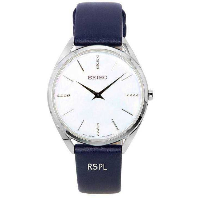Seiko Leather Strap White Dial Quartz SWR079 SWR079P1 SWR079P Women's Watch