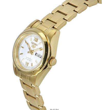 Seiko 5 Gold Tone Stainless Steel White Dial Automatic SYMK30K1 Women's Watch