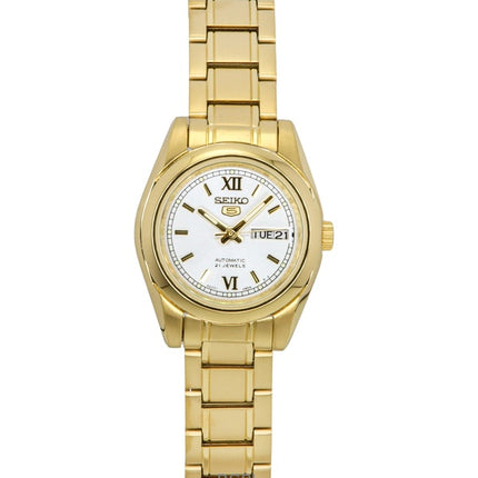 Seiko 5 Gold Tone Stainless Steel White Dial Automatic SYMK30K1 Women's Watch