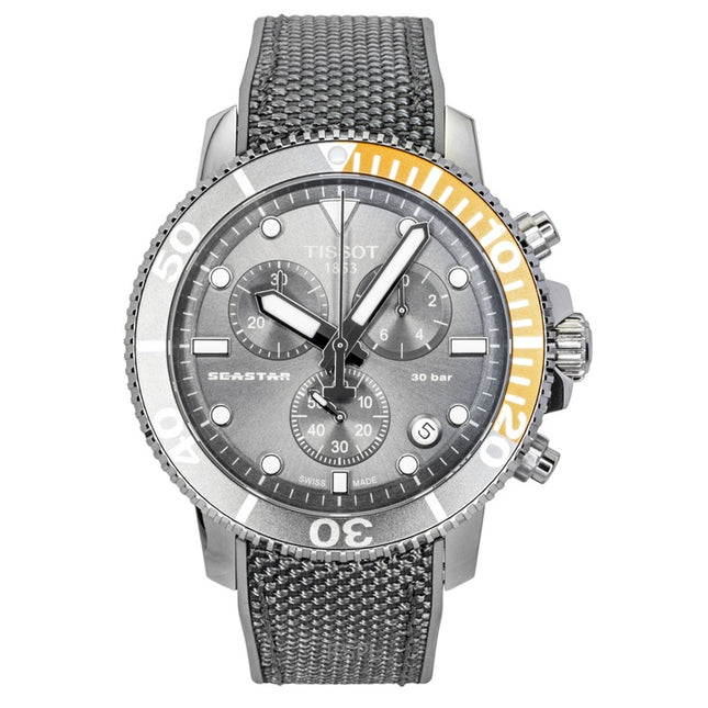 Tissot Seastar 1000 Chronograph Fabric Strap Black Dial Quartz Diver's T120.417.17.081.01 300M Men's Watch