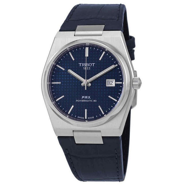 Tissot PRX Powermatic 80 Leather Strap Blue Dial Automatic T137.407.16.041.00 100M Men's Watch