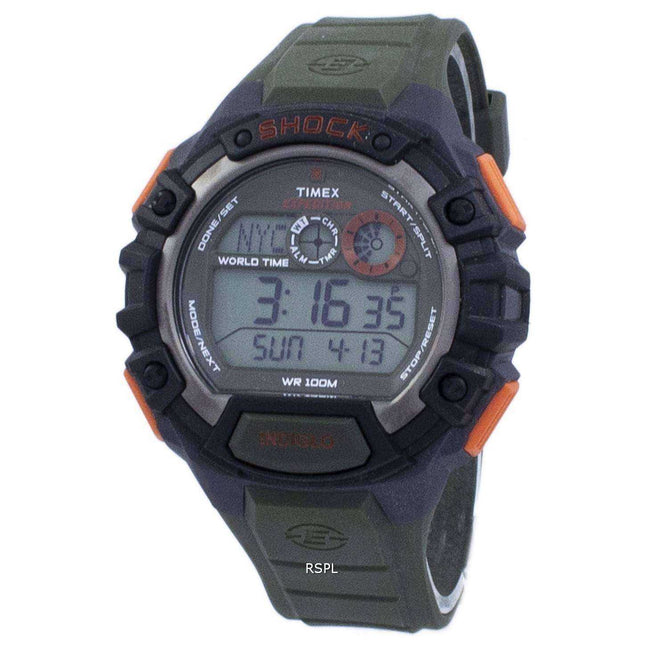 Timex Expedition Shock World Time Indiglo Digital T49972 Men's Watch