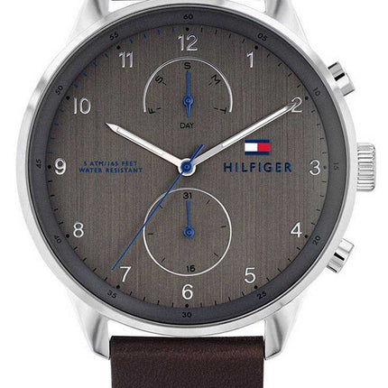 Tommy Hilfiger Chase Grey Dial Leather Strap Quartz 1791579 Men's Watch