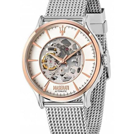 Refurbished Maserati Epoca Skeleton White Dial Stainless Steel Automatic R8823118004 Men's Watch