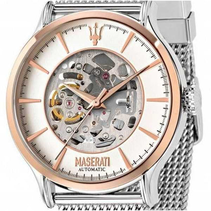 Refurbished Maserati Epoca Skeleton White Dial Stainless Steel Automatic R8823118004 Men's Watch