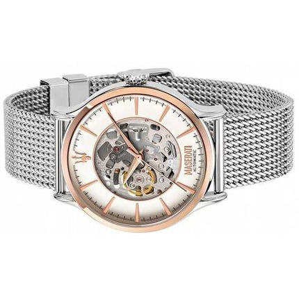 Refurbished Maserati Epoca Skeleton White Dial Stainless Steel Automatic R8823118004 Men's Watch