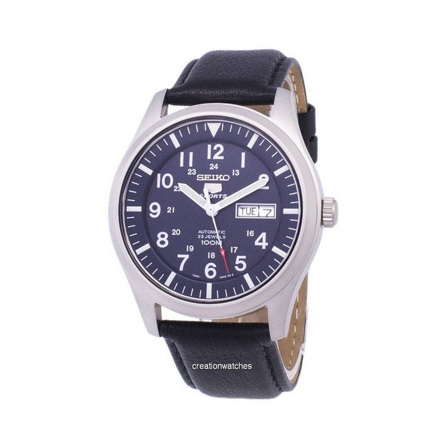 Refurbished Seiko 5 Sports Leather Strap Blue Dial Automatic SNZG11K1-var-LS10 100M Men's Watch
