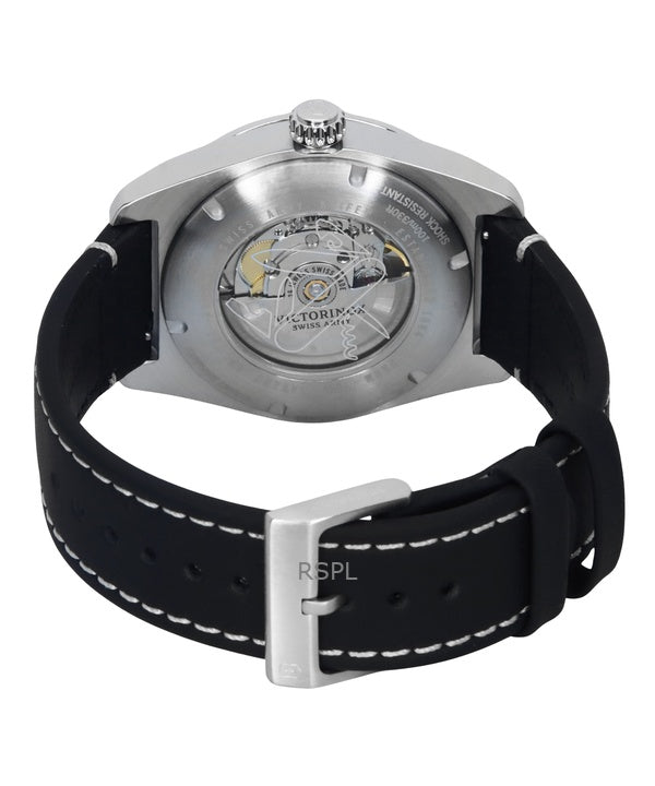 Victorinox Swiss Army Leather Strap Black Dial Automatic 242044 100M M