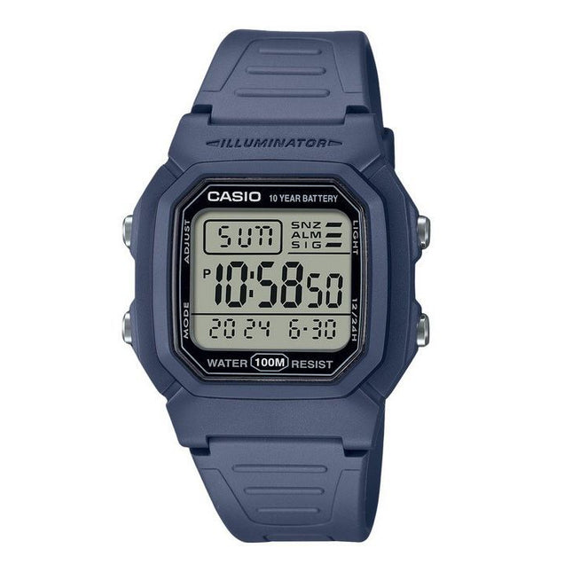 Casio Digital Resin Strap Light Blue Quartz W-800H-2AV 100M Mens Watch