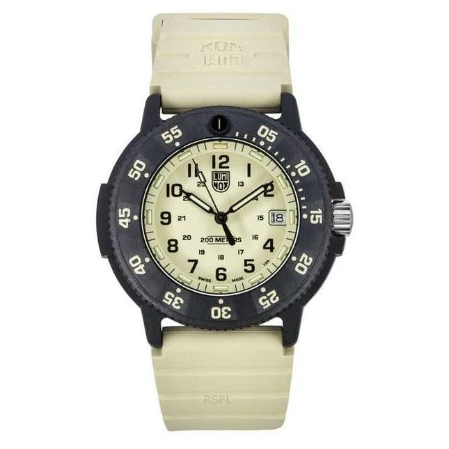 Luminox Original Navy Seal EVO Rubber Strap Beige Dial Quartz Diver's XS.3010.EVO.S 200M Men's Watch