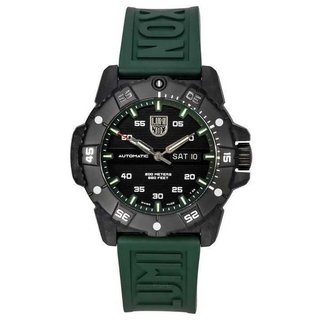 Luminox Master Carbon SEAL Green Rubber Strap Black Dial Swiss Automatic Divers XS.3877 200M Mens Watch