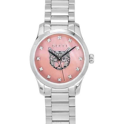 Gucci G-Timeless Diamond Accents Pink Mother of Pearl Dial Quartz YA1265025 Women's Watch
