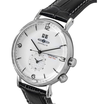 Zeppelin Hindenburg Blue Leather Strap White Dial Quartz 80441 Men's Watch