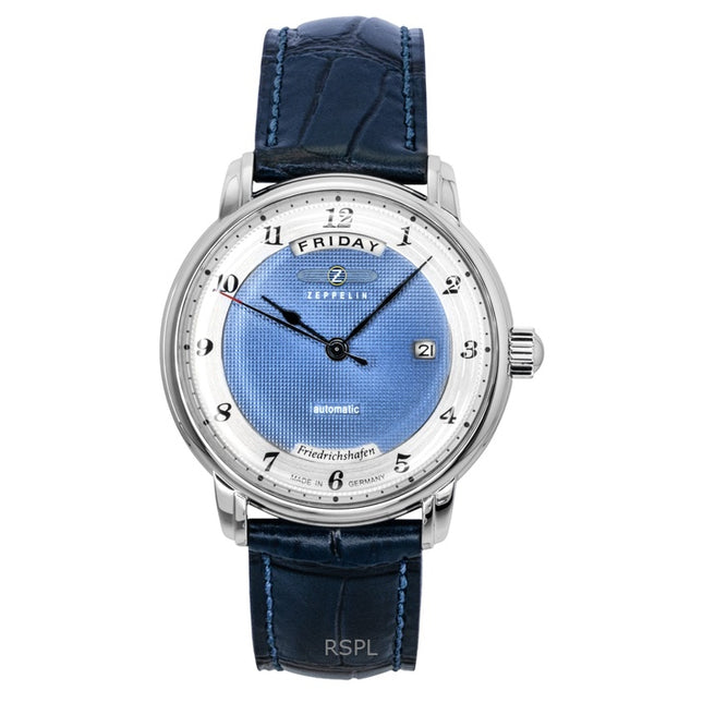 Zeppelin Friedrichshafen Blue Leather Strap Blue Dial Automatic 85623 Men's Watch