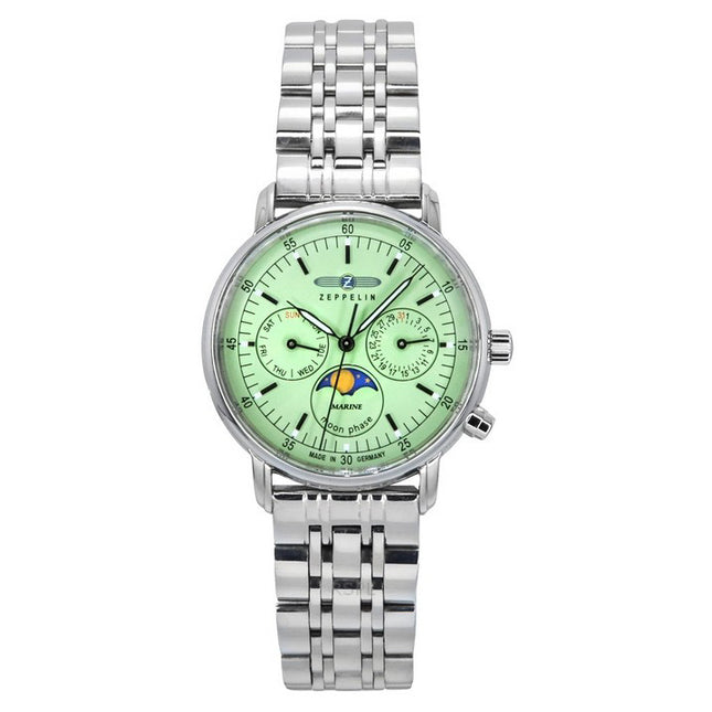 Zeppelin LZ 14 Marine Moon Phase Stainless Steel Green Dial Quartz 8637M4 Women's Watch