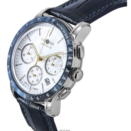 Zeppelin New York Chronograph Leather Strap White Dial Quartz 88781 Men's Watch