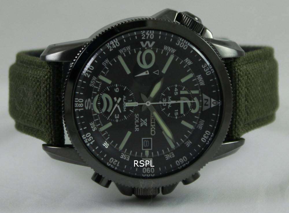Seiko Prospex Solar Military Alarm Chronograph SSC295P1 SSC295P Mens Watch