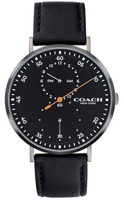 Coach Charles Black Dial Leather Strap Quartz 14602476 Mens Watch