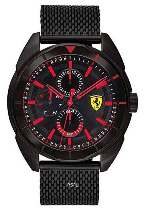 Ferrari Scuderia Forza Black Dial Stainless Steel Quartz 0830636 Mens Watch