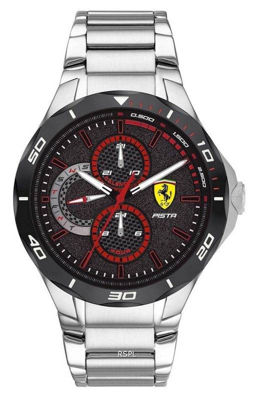 Ferrari Scuderia Pista Black Dial Stainless Steel Quartz 0830726 Mens Watch