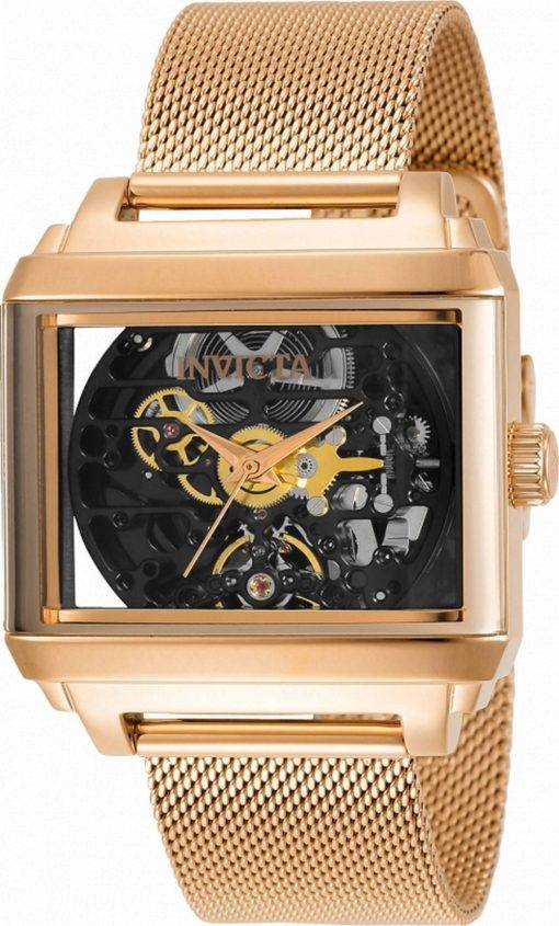Invicta Objet D Art Skeleton Dial Rose Gold Tone Stainless Steel Automatic 34381 Mens Watch