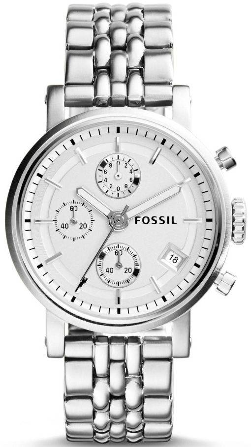 Fossil Boyfriend Chronograph Silver Tone Dial ES2198 Womens Watch