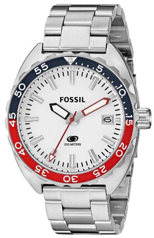 Fossil Quartz Breaker White Dial Stainless Steel FS5049 Mens Watch