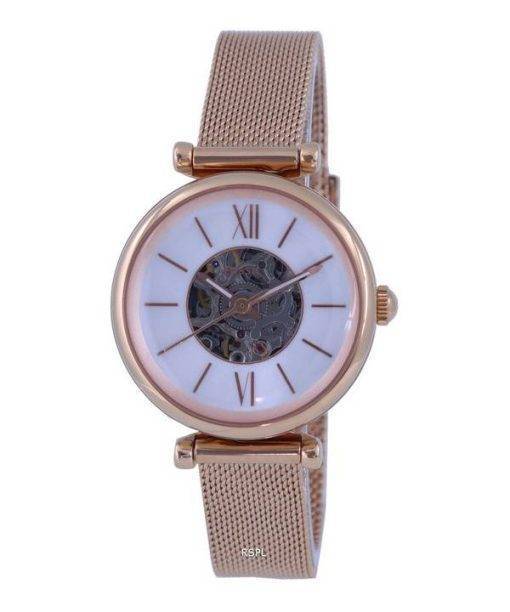 Fossil Carlie Mini Skelton Mother Of Pearl Dial Automatic ME3188 Womens Watch