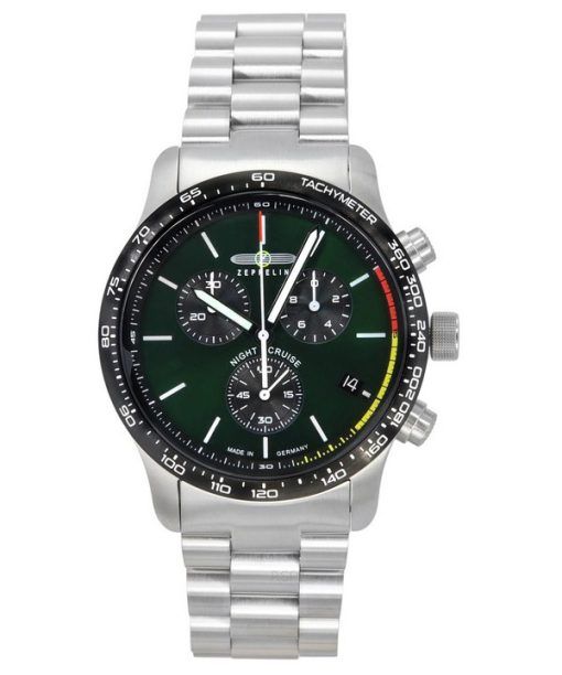 Zeppelin Night Cruise Chronograph Stainless Steel Green Dial Quartz 7288M4set 100M Men's Watch With Extra Strap