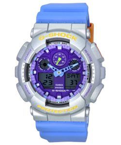 Casio G-Shock Euphoria Analog Digital Blue Resin Strap Purple Dial Quartz GA-100EU-8A2 200M Mens Watch