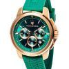Maserati Successo Lifestyle Chronograph Rubber Strap Green Dial Quartz R8871621038 Men's Watch